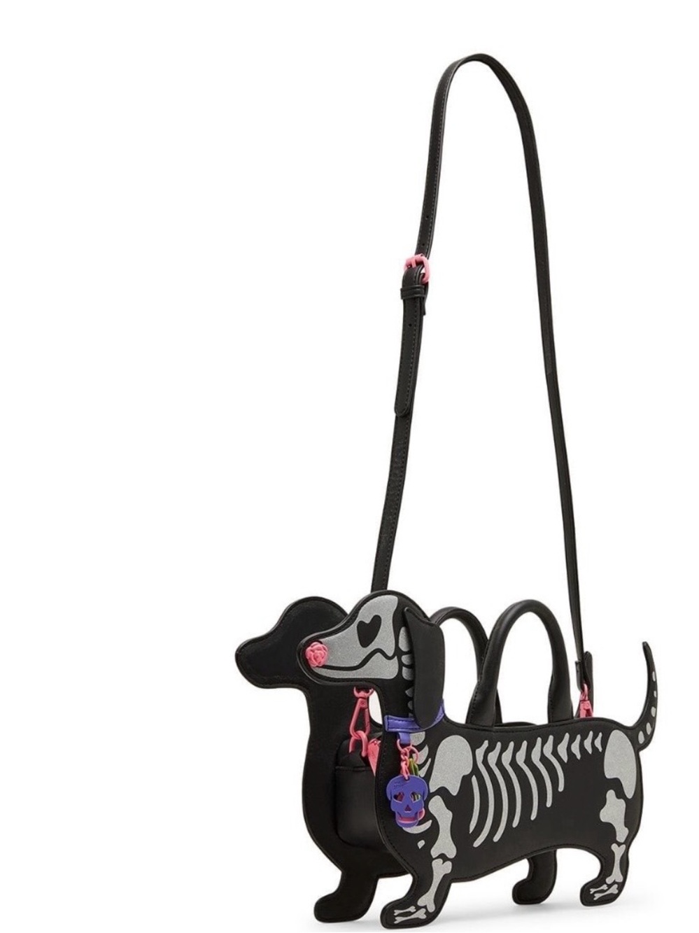 NWT Betsey Johnson Black Skeleton Dachshund Crossbody Bag - Picture 2 of 4